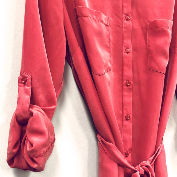 Chic by Jacob Deep Coral Shirt Dress - Picture 3 of 6